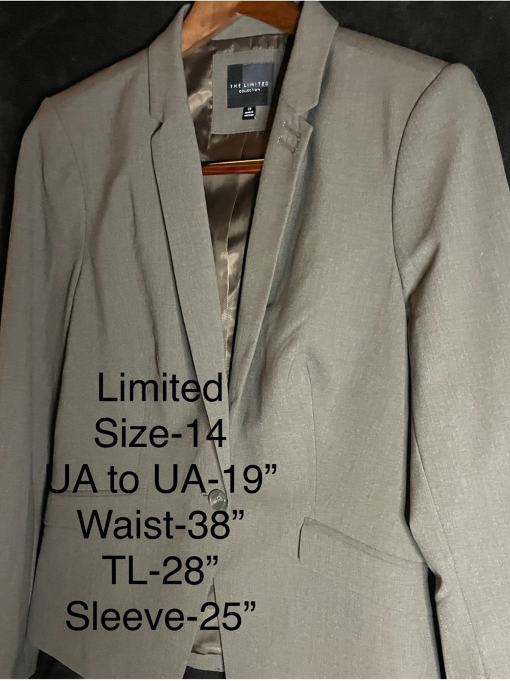 The Limited Women's Smooth Brown Tailored Blazer w/ Satin Lining size-14